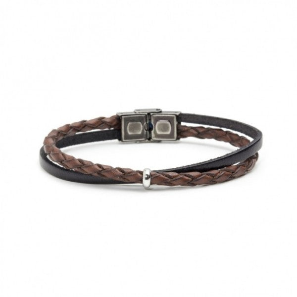 4br1803nm BRACCIALE BICOLORE IN PELLE