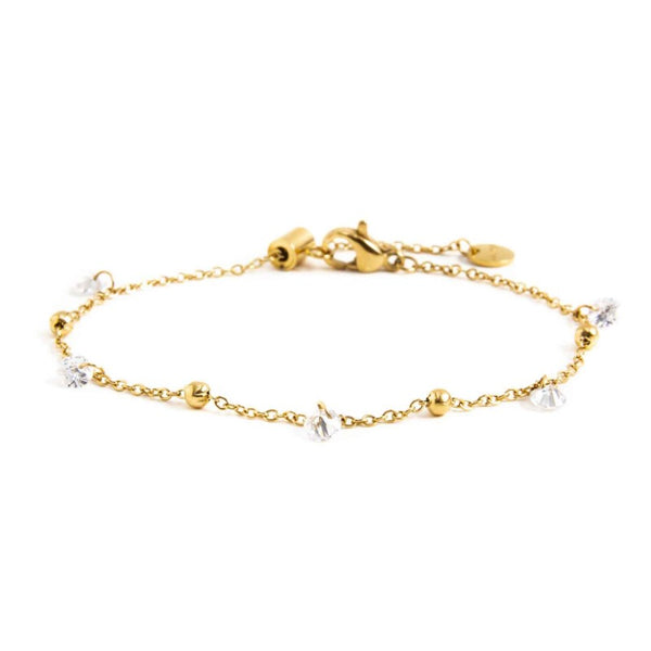 2br0061g-w Bracciale con cristalli bianchi e sfere