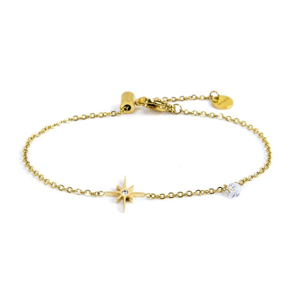 33br0014g Bracciale pendente rosa dei venti e cristalli