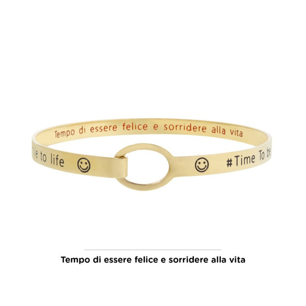 18br067g Bracciale rigido be happy and smile to life