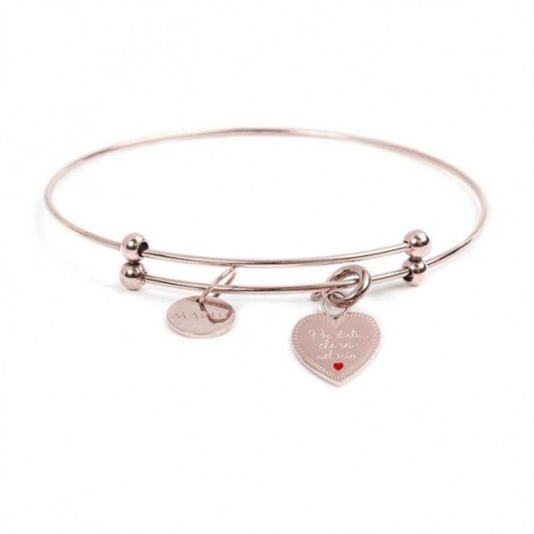 BRACCIALE RIGIDO CON PENDENTE CUORE ZIA - Gioielleria Fondente
