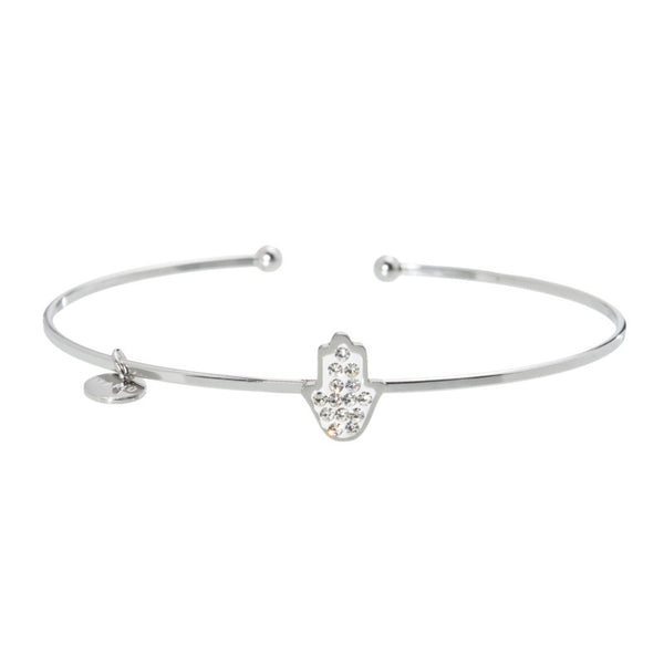18br099 Bracciale rigido mano di fatima e strass