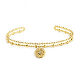 18BR188G BRACCIALE RIGIDO MEDAGLIETTA PENDENTE SOLE CON ZIRCONE BIANCO