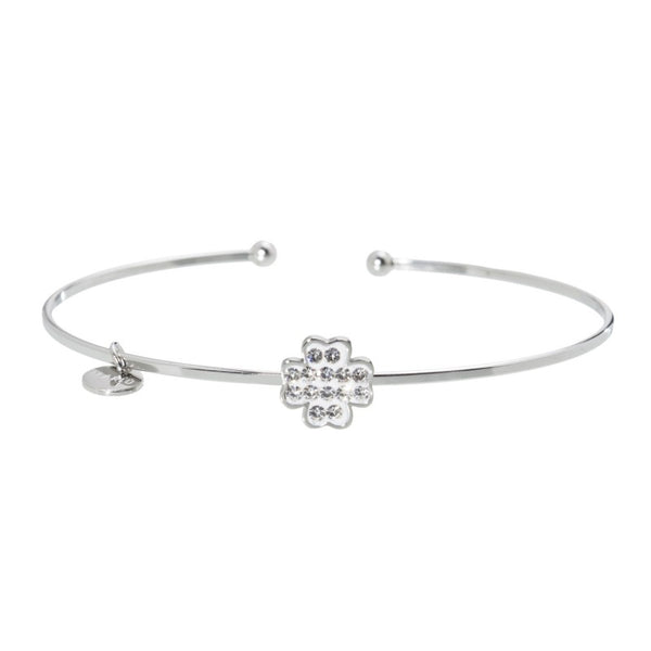 18br093 Bracciale rigido quadrifoglio con strass