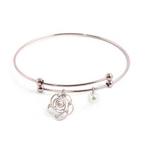 15br077r Bracciale rigido con rosa