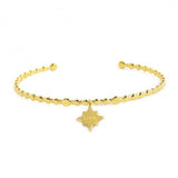 Bracciale Rigido Rosa Dei Venti Pendente Con Zircone Viola - Gioielleria Fondente