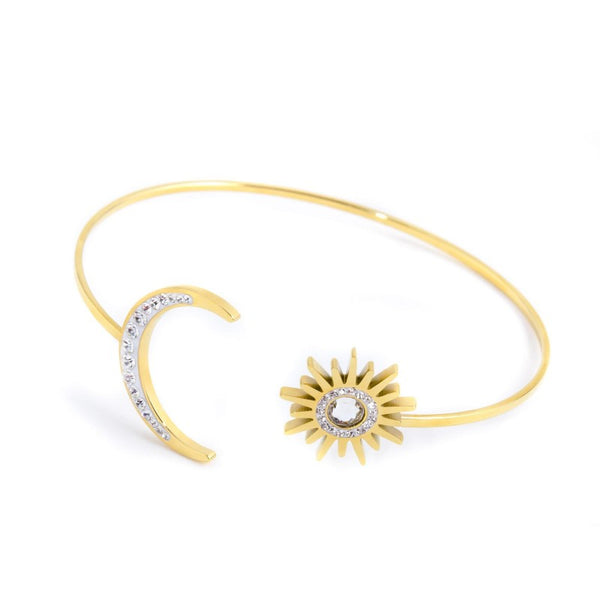 33br0007g Bracciale rigido sole luna cristal bianchi