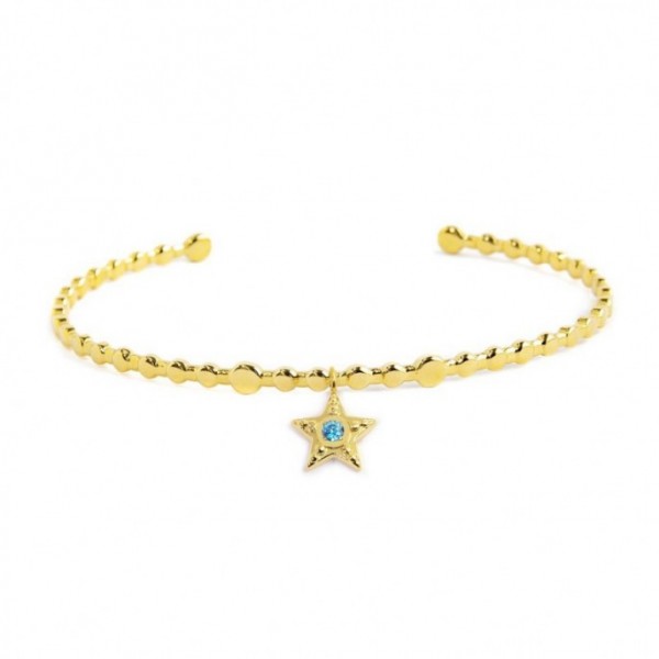 18BR185G BRACCIALE RIGIDO STELLA PENDENTE CON ZIRCONE AZZURRO