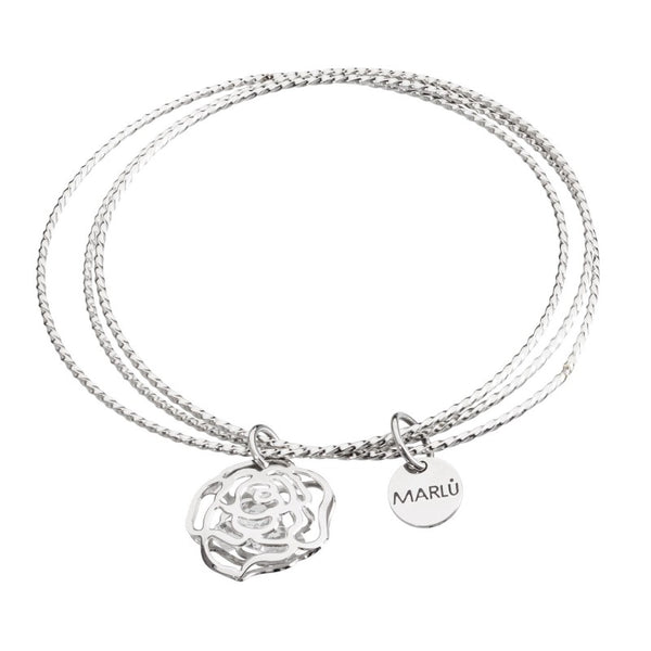 2br0037 Bracciale rigido una rosa con cristalli