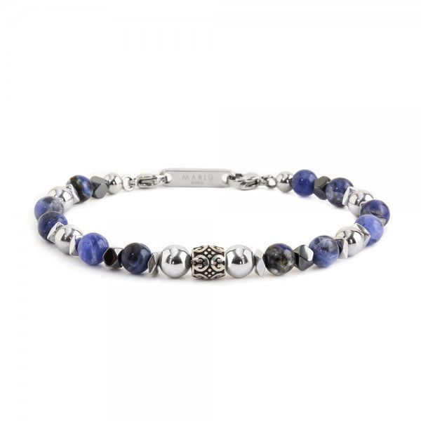 13BR114 BRACCIALE SFERE SODALITE ED EMATITE