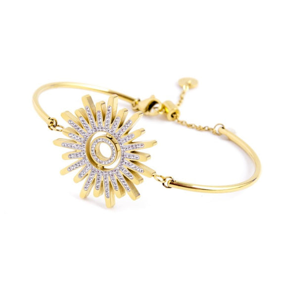 33br0005g Bracciale sole con cristalli bianchi