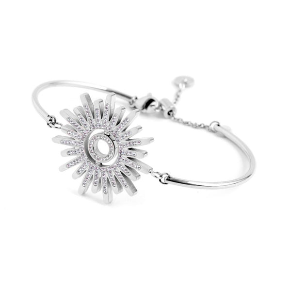33br0005 Bracciale sole con cristalli bianchi