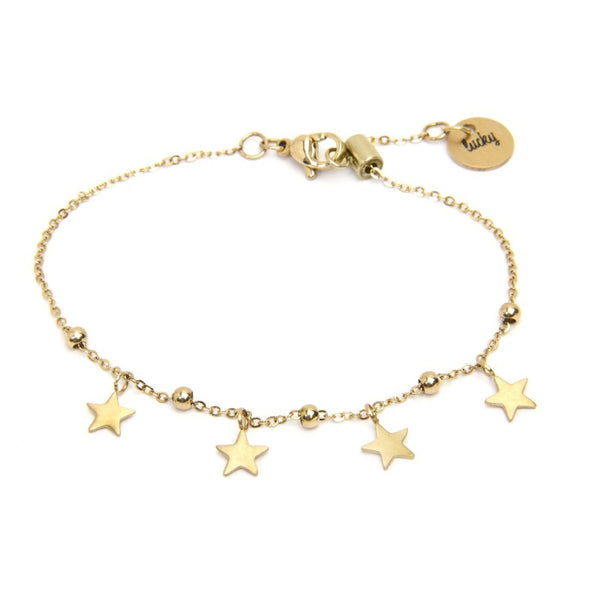 18br125g Bracciale stelle lucky con regolatore