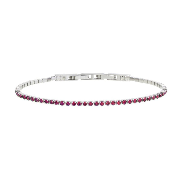 5br0111r Bracciale tennis strass rosso