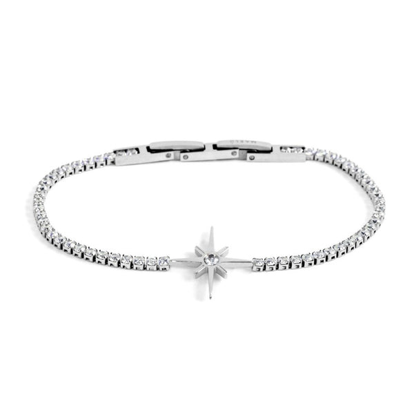 33br0012 Bracciale tennis pendente rosa dei venti