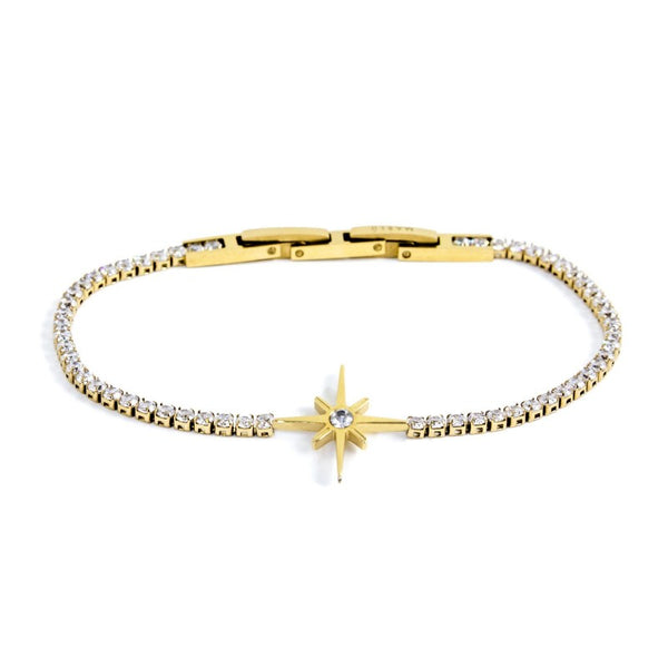 33br0012g Bracciale tennis pendente rosa dei venti