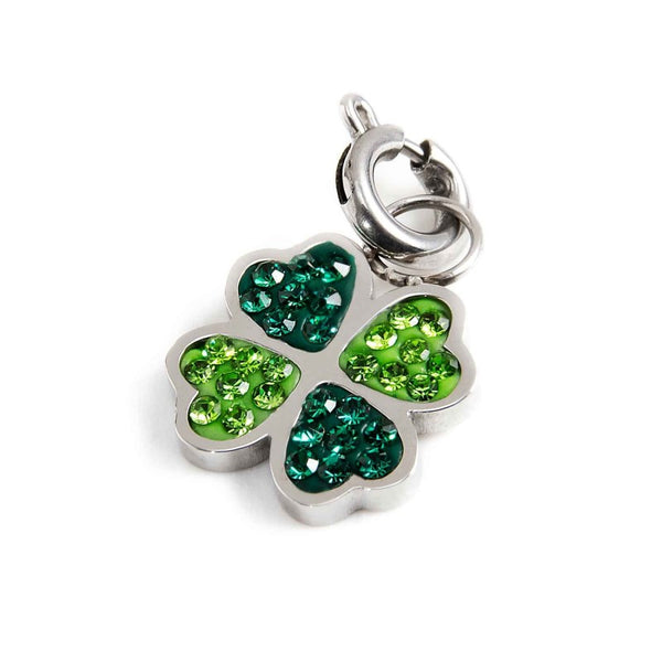 18ch094-v Charm quadrifoglio strass verdi