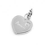 15CH150 CHARM AMICA A FORMA DI CUORE CON CRISTALLO BIANCO