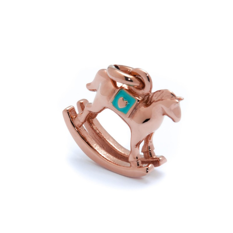 21ch003r-a Charm cavallino dondolo rosè azzurro