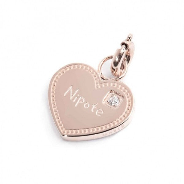 15CH154R CHARM NIPOTE A FORMA DI CUORE CON CRISTALLO BIANCO