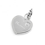 15CH149 CHARM NONNA A FORMA DI CUORE CON CRISTALLO BIANCO