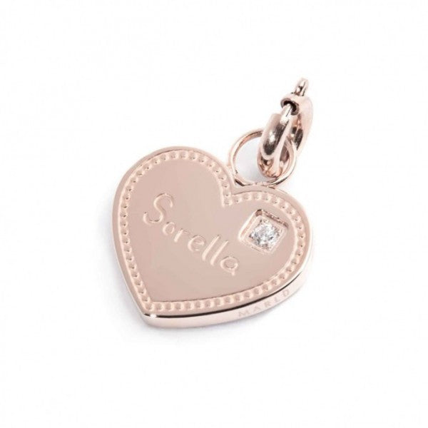 15CH155R CHARM SORELLA A FORMA DI CUORE CON CRISTALLO BIANCO