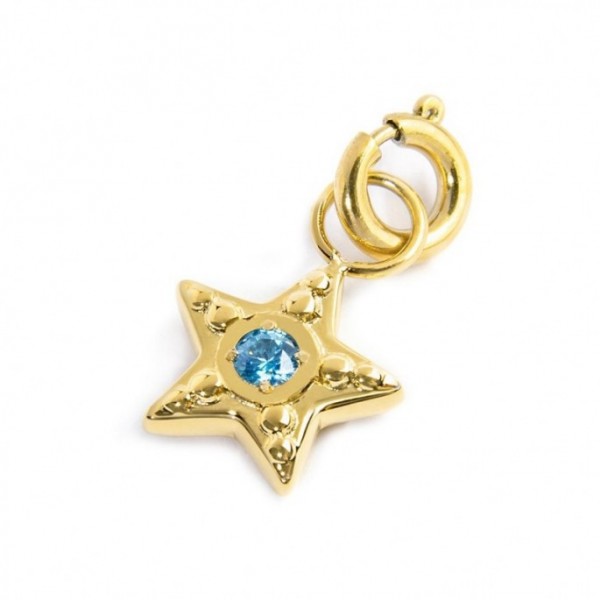 18CH128G CHARM STELLA CON ZIRCONE AZZURRO