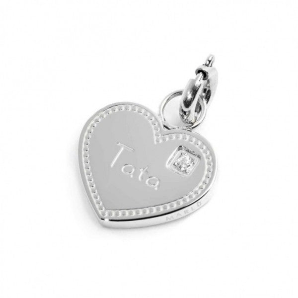 15CH152 CHARM TATA A FORMA DI CUORE CON CRISTALLO BIANCO