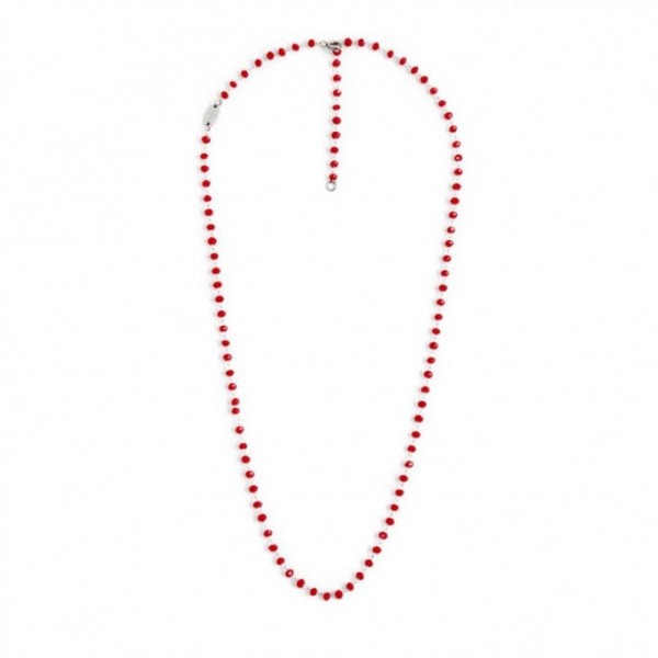 2CA0003-R COLLANA ACCIAIO CRISTALLI ROSSI