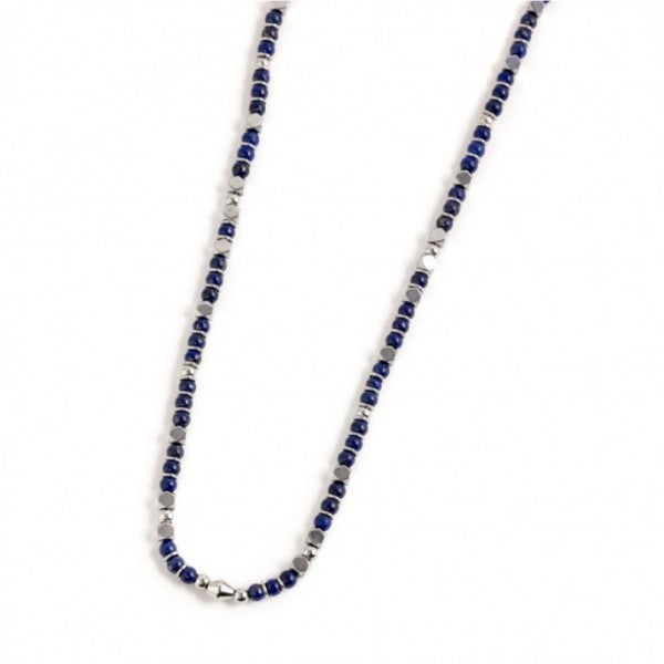 1co0004 COLLANA ACCIAIO E PIETRA BLU
