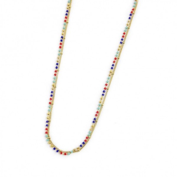 Gioielleria Fondente Collana con catena grumetta e perline