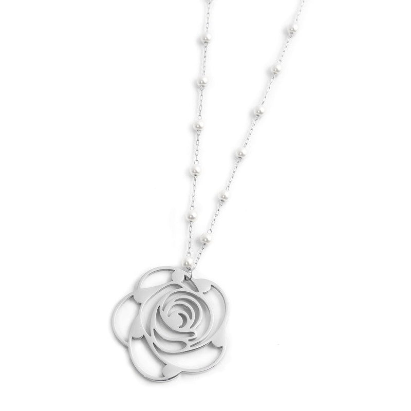 Collana con pendente rosa con cristalli - Gioielleria Fondente