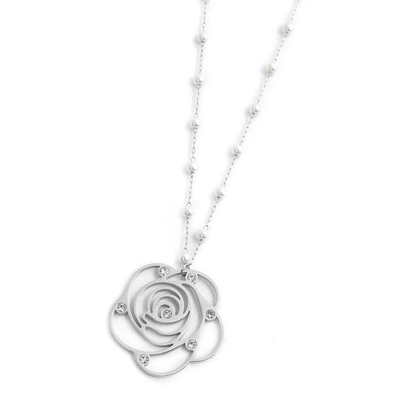 Collana con pendente rosa con cristalli - Gioielleria Fondente