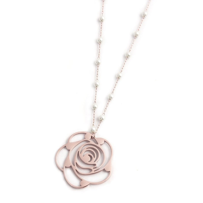 Collana con pendente rosa con cristalli - Gioielleria Fondente