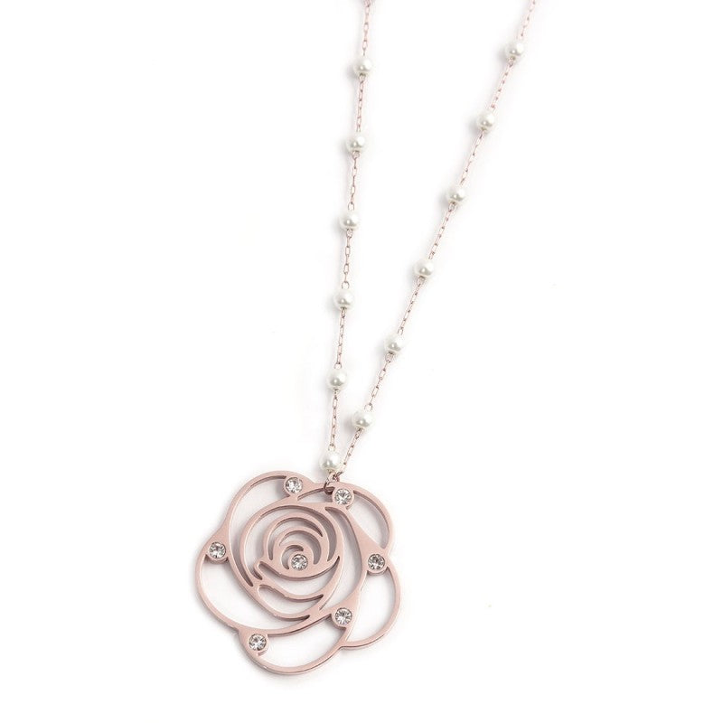 Collana con pendente rosa con cristalli - Gioielleria Fondente