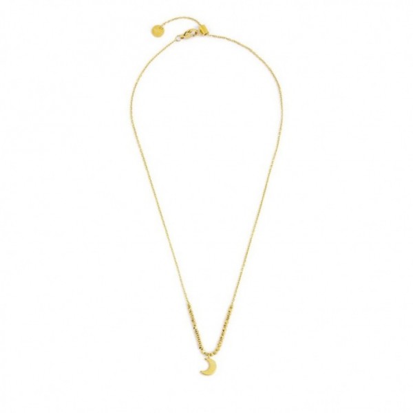 Collana Luna Pendente Con Zircone Blu Ed Ematite Sfaccettata  - Gioielleria Fondente