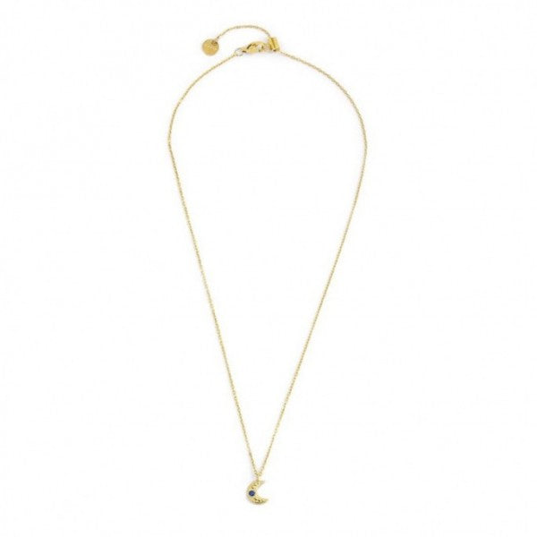 18CN085G COLLANA LUNA PENDENTE CON ZIRCONE BLU 