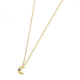 Collana Luna Pendente Con Zircone Blu  - Gioielleria Fondente
