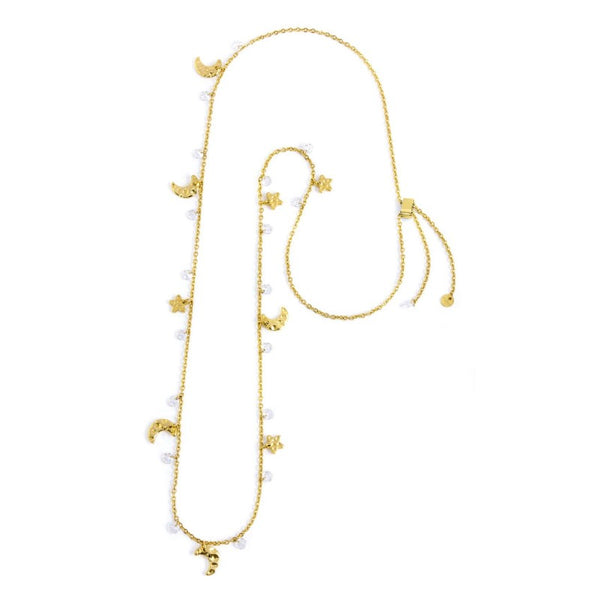 33co0013g Collana lune stelle cristalli bianchi