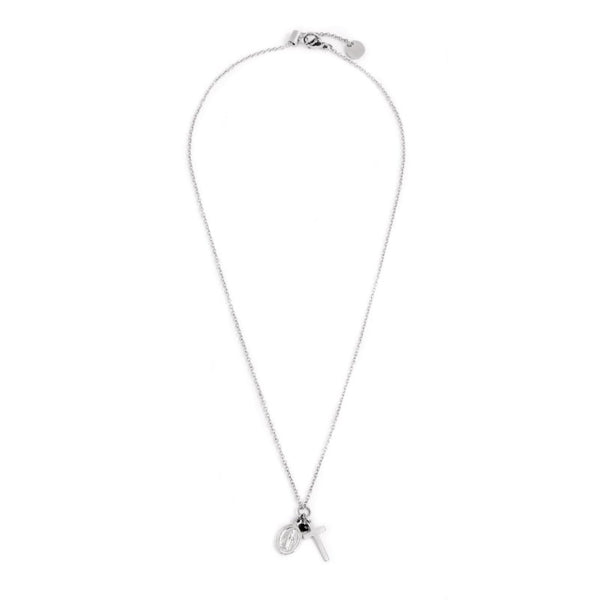 33cn0001 Collana pendente croce e madonna