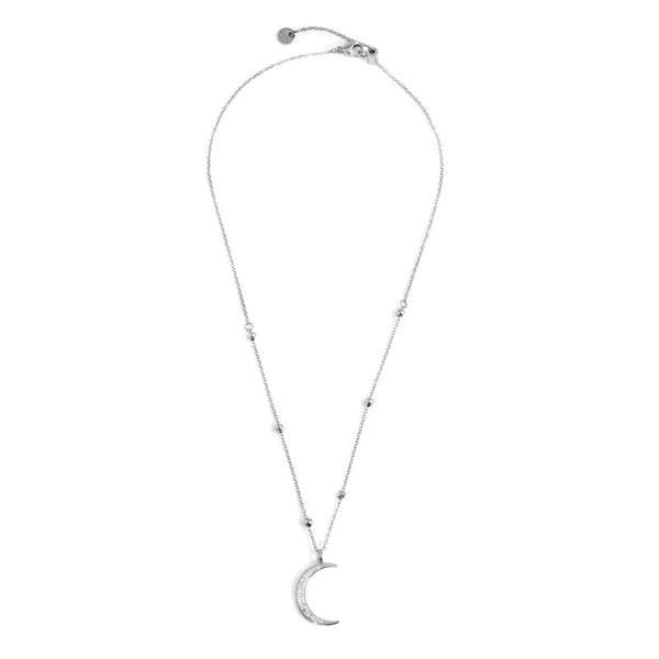 33cn0005 Collana pendente luna con cristalli bianchi