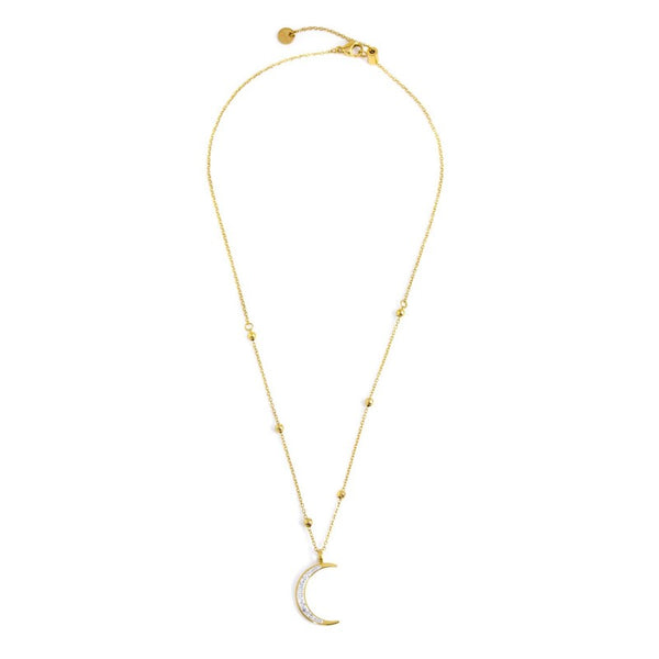 33cn0005g Collana pendente luna con cristalli bianchi