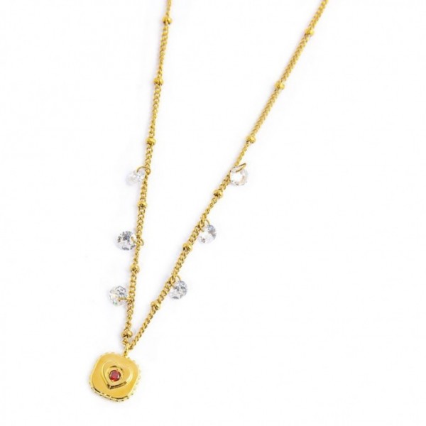 18co018g-w Collana con quadrato cuore e sfere