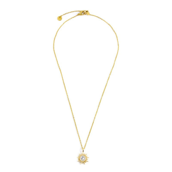 33cn0003g Collana pendente sole cristalli bianchi