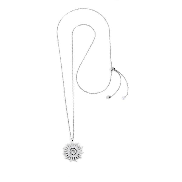33co0009 Collana pendente sole cristalli bianchi
