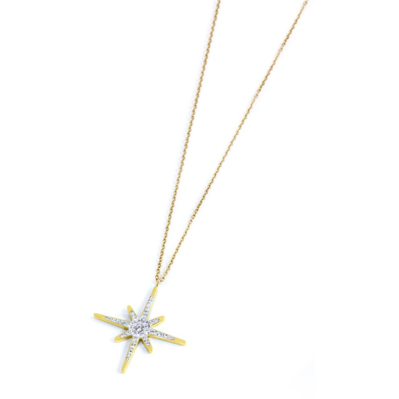 33co0014g Collana rosa dei venti pendente e cristalli