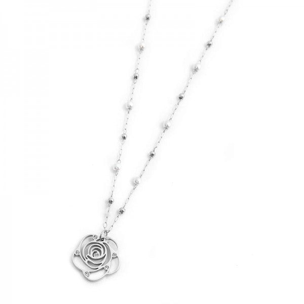15cn035 Collana con rosa pendente