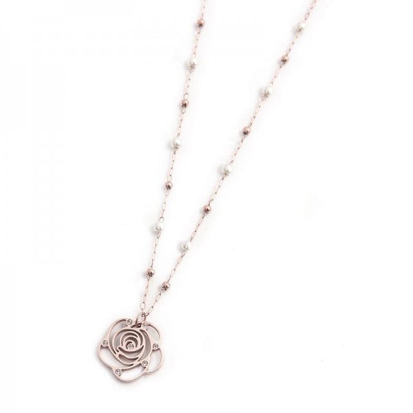 15cn035r Collana con rosa pendente