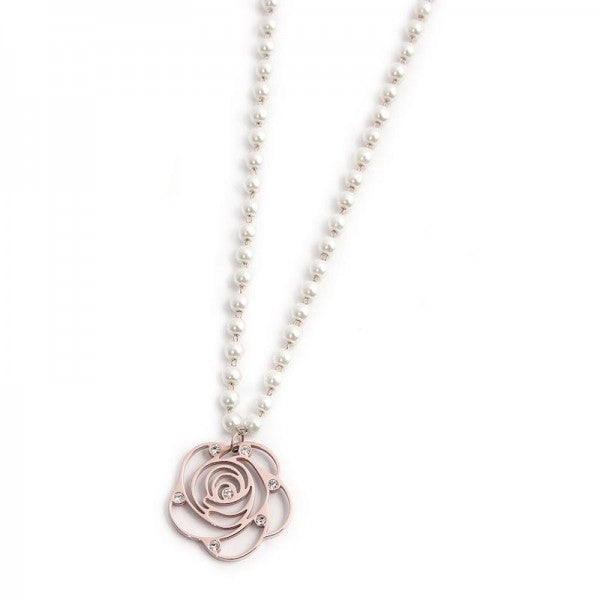 15cn036r Collana con rosa pendente