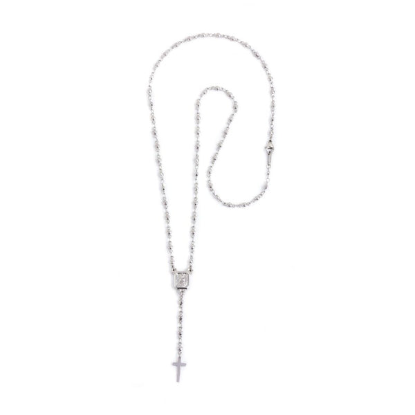 33co0007 Collana rosario acciao rettangolare